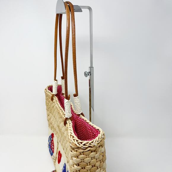 Quacker Factory USA Patriotic Wicker Tote Bag Purse Flag Sequin Embellished - Picture 9 of 16